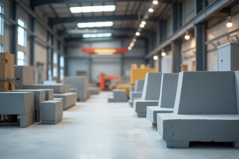 Curbrite production facility with concrete moulds